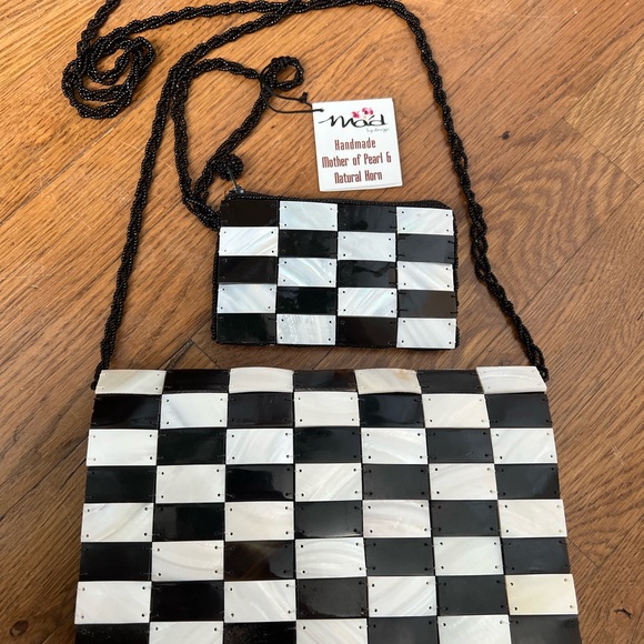 Mod by design Black and White Checkered Handbag Set